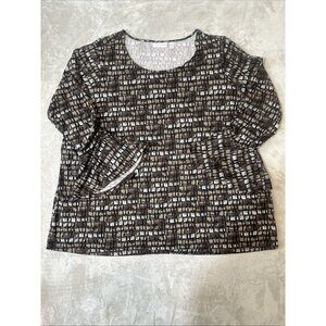 Women’s Susan Graver Blouse Bell Sleeves Brown Plus Size 3x